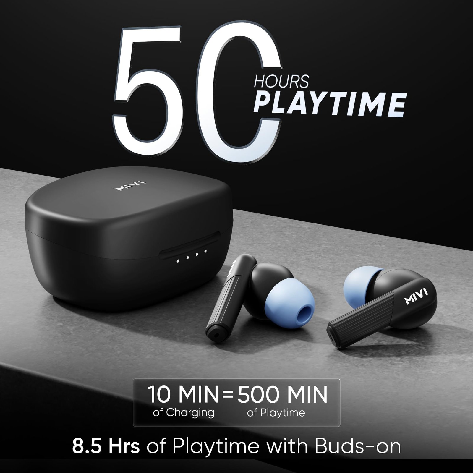 Mivi AI Buds Smart Wireless Earbuds with Next Gen AI Features 6 Battery Life and Charging