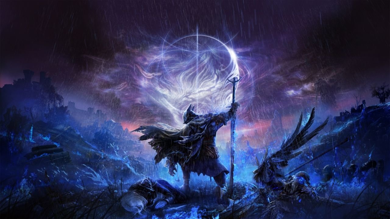 Elden Ring Nightreign concept art dark kingdom with eclipse sky